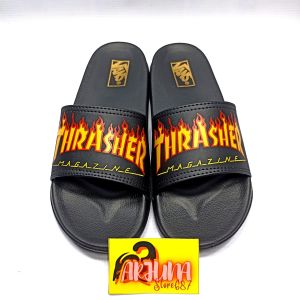 Sandal Selop Pria Wanita Distro Thrasher / Sandal Flip Flop Free Paperbag / ARJUNA 687
