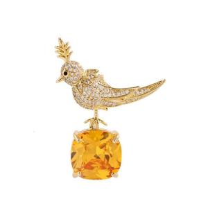 Trọng lượng nhẹ vàng/bạc chim trên đá Trâm thiết kế gọn nhẹ Pin cho kinh doanh hàng ngày trang trí quần áo