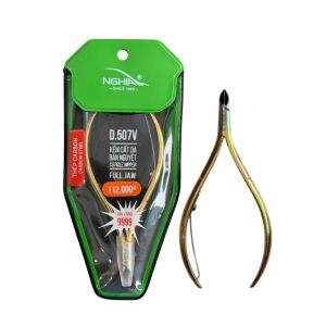 Kềm cắt da D.507V Kềm Nghĩa thép chuyên dụng mạ vàng 9999 thiết kế mang bán nguyệt độc đáo đầu kềm thon mũi và lưỡi kềm dài sắc mỏng bén ngọt độ bền lâu dài- NL281