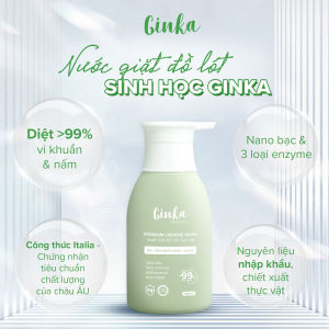 Nước giặt đồ lót cao cấp Ginka (3 loại enzymes và nano bạc) giúp diệt nấm và vi khuẩn khử mùi an toàn cho da 280ml