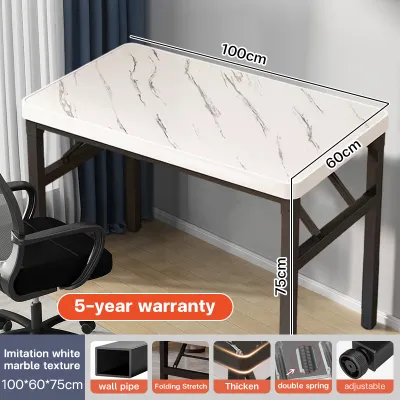 【3-YEAR WARRANTY】60*120CM Folding Table Double Layer thicken marbling wooden Foldable Table Office Table Study Writing Table Computer Desk