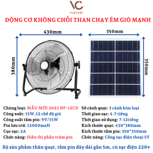 Quạt Năng Lượng Mặt TrờiQuạt Cây Tích Điện Dùng Năng Lượng Mặt Trời SHOPVINCENT Hiển Thị Đèn Báo Pin Có đèn đuổi muỗi tích hợp đèn ngủđiều khiển từ xaCổng Sạc USB 5V Dây Dài 3MCục Sạc 220V