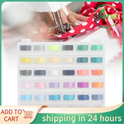 sjlerst aqxreight Hộp lưu trữ suốt chỉ trong suốt 36 lưới với chỉ suốt chỉ đầy màu sắc Vật tư máy may Nhựa Bộ chỉ may chỉ và mặc Ensu Sử dụng lâu dài Điều này có nghĩa là