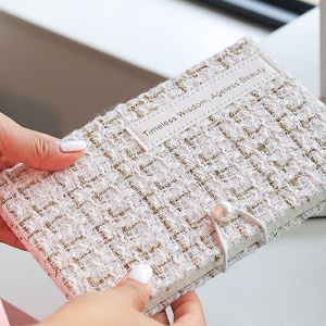 180 Pages Planner Textile Pearl Knob Grid Square Black White Yearly Daily Todo Lists Notebook Organize Best Quality