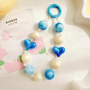 HBESTY Colorful Love Beaded Chain for IPhone Anti-Lost Bracelet for Samsung Mobile Phone Case Wrist Strap Car Keychain Cute Phone Charm