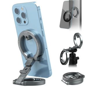 Dual-side Magnetic Phone Holder 1/4" Screw Tripod Mount Adapter With Cold Shoe Phone Stand For Magsafe iPhone 16 15 14 13