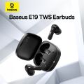 Baseus bowie E19 đúng tai nghe không dây 12mm trình điều khiển với âm bass lớn Bluetooth 5.3 33h Thời gian nghe lâu IPX5 Tai nghe nhét tai không thấm nước. 