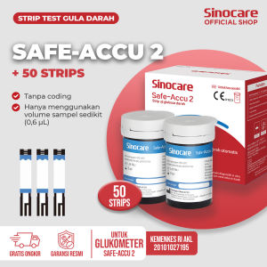 Sinocare Isi Alat Cek Gula Darah Safe Accu2 Strip 50 pcs / 100 pcs BGM Strip