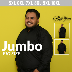 KEMEJA PRIA JUMBO HITAM POLOS LENGAN PANJANG BAJU HEM BIGSIZE OVERSIZE COWOK 3XL 4XL 5XL 6XL 7XL 8XL 9XL 10XL