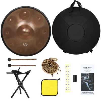 IRIN 22 Inch Stainless Steel Ten Tone Hand Drum Available Black/Gold Handpan Drum in D Minor Kurd 9 10 12 Notes 440Hz Steel Hand DrumFast shipping