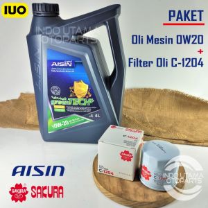 Oli Mesin 0w 20 Aisin dan Filter Oli XL7 Ignis Baleno Spark C-1204