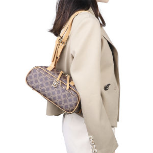 Royal Bagger Coated Canvas & Vegetable-Tanned Leather Shoulder Bag for Women – Retro Cylinder Purse Adjustable Strap 5249