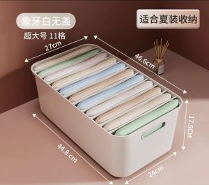 Household Wardrobe Storage Box Double-cap Clothes Storage Cabinet Multi-grid Underwear Pants Sorting Box Multifunctional Wardrobe Organisers Stackable Storage Basket Space Savers Cabinet