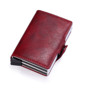 NEW Rfid Blocking Protection Men id Credit Card Holder Wallet PU Leather Metal Aluminum Business Bank Card Case CreditCard Cardholder Double ID Box