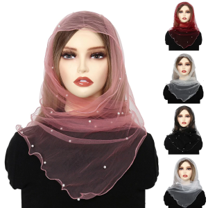 Beadwork Veils for Formal Occasion Elegant Latin Mass Headscarf Tulle Veils for Lady Catholic Church Mantilla Head Scarf