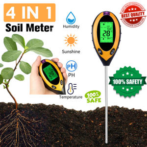 ของแท้100% 4 IN 1ดิจิตอลเครื่องวัดความชื้นของดินอุณหภูมิเครื่องวัดค่าPHแสงแดดทดสอบเครื่องมือทำสวน