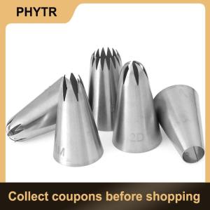 【PHYTR】 5 PCs Stainless Steel Icing Piping  Pastry Nozzles Cupcake Cream Making Set