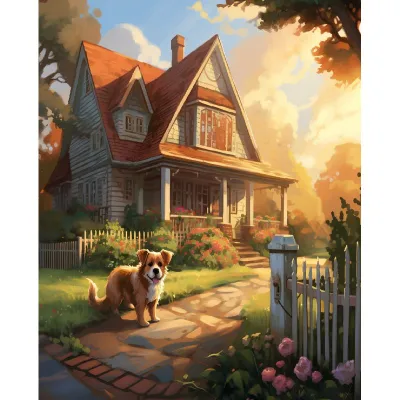 RUOPOTY 60x75cm Painting By Numbers Hand Painting Picture Drawing Sunset Cottage Paintings Living Room Decoration