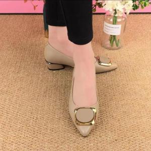 Free Shipping 2026 New Style WomenS Soft Leather Low-Heeled Shoes Pointed-Toe Soft-Soled Flat Shallow-Mouth Comfortable Work Shoes