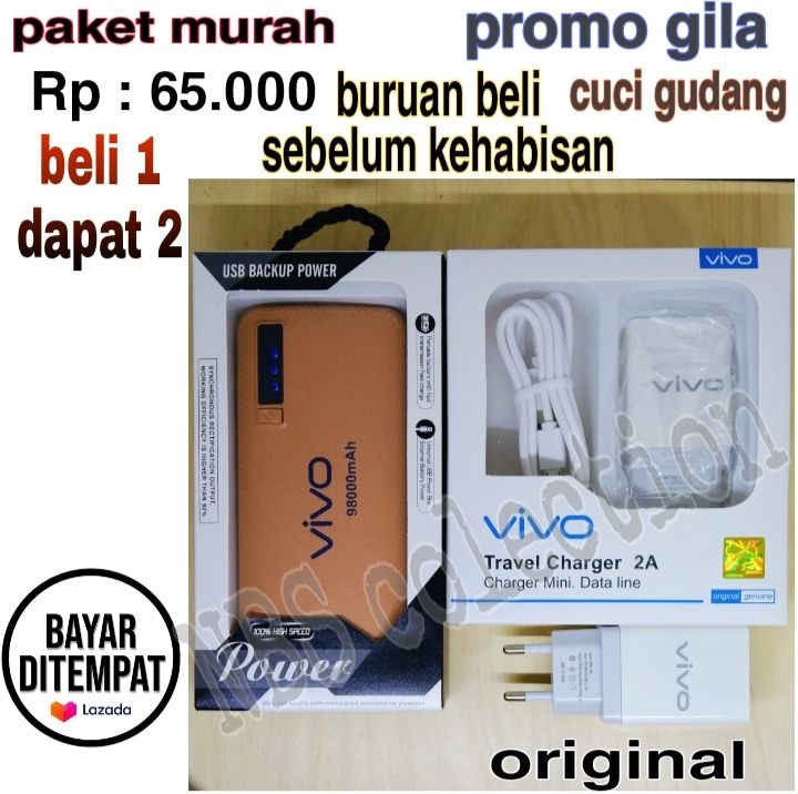 Power Bank Vivo 98000 maH GRATIS Charger Vivo oppo realme xiaomi