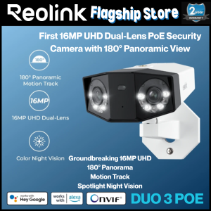 Reolink Duo 3 PoE 16MP Ultra HD Dual-Lens 180° Panoramic Security Camera | Motion Track Feature | Power Over Ethernet 24/7 Recording | AI Detection CCTV Official Malaysia