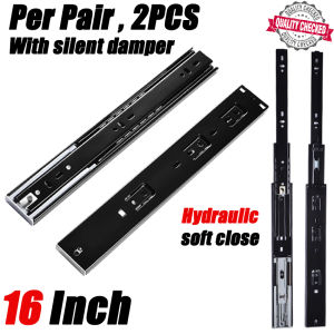 (PER PAIR) Soft Closing /Push Open Hydraulic Drawer Guide Full Extension Ball Bearing For Drawer(10 inches to 20 inches)