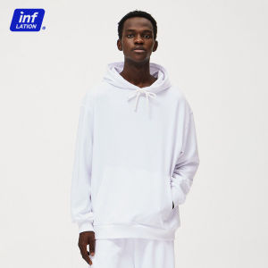 INFLATION brand 2023 autumn new street style 330g terry loose hooded round neck solid color couple wear clean and simple pullover sweater