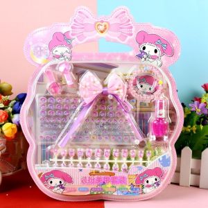 Sanrio Nail Stickers Manicure Set Cartoon Kuromi Melody Fake Nail Patches Set Creative DIYGirls Gift