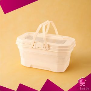 BabyShop-C1292 Keranjang Piknik Lipat Portable Silikon Bisa Menjadi Meja Baskom Travel Serbaguna