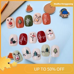 Madha Christmas Nail Art Stickers Cartoon Santa Claus Snowman Snowflake Embossed Pattern Nail Sticker Nail Decals Manicure Decorations