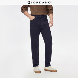 Giordano Men Fleece lined five-pocket mid rise denim jeans Free Shipping 01115696