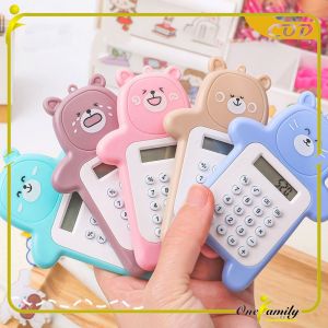 ONE-C325 Kalkulator Mini Motif Beruang 8 Digit Tombol Karet Sekolah Stationary/ Bear Calculator Travel Mini Portable Desain Kartun Beruang
