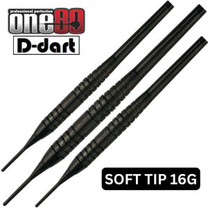 ONE80 SOFT TIP DART - 16G/18G (BLASTER) BLACK CHROME BRASS DART WITH SLIM HARD DARTS CASE