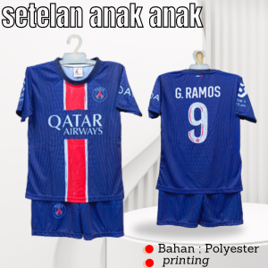 BISA COD/ setelan baju bola anak laki laki/pakaian olahraga sepakbola nama pemain g.ramos psg kW