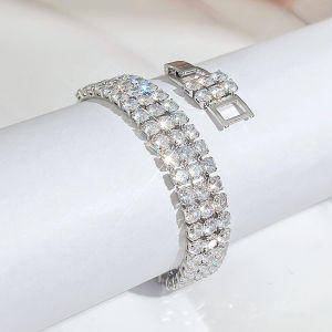 Sequito Tuyệt Đẹp trang sức nữ Đầy Đủ Thiết Bị Pave Lấp Lánh Aaa Zircon lập phương mạ vàng trắng Vòng đá Cô Dâu weding Mặt dây chuyền đi tiệc Vòng Đeo Tay Handmade chuỗi mắt xích B232