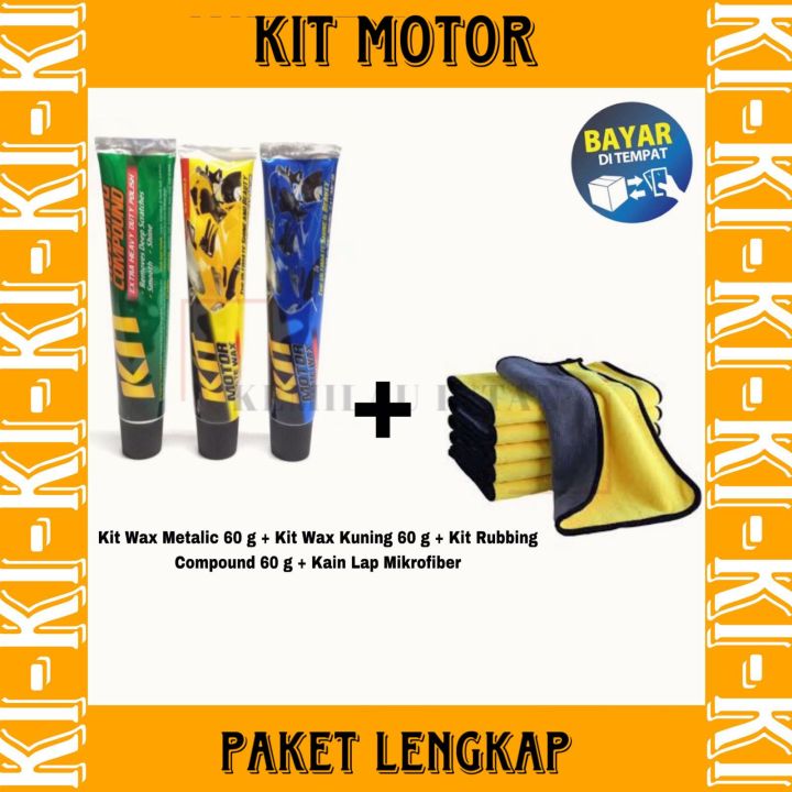 Paket Lengkap Kit Rubbing Compound+Kit Paste Wax Kuning&Biru isi 60gr