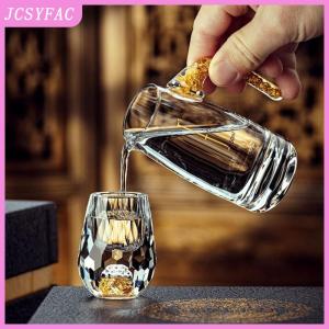 JCSYFAC Luxury Crystal Glass Vodka Glass Sake Shochu Glass Bar Liqueur Double Bottom Gold Foil Glass Tea Cup High-end Gifts Hard Liquor