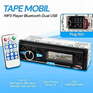 COD CEPAT Occkic Tape Mobil Bluetooth Audio MP3 Player Dual USB Hands Free ISO - HL32