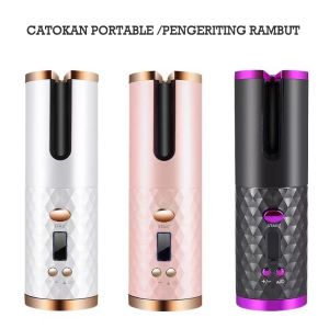 Catokan portable pengeriting rambut yang dapat berputar otomatis sangat mudah digunakan simple dan praktis