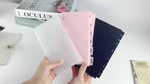 MEI YI TIAN 2 Set A6 Pink PP Cash Envelope 12 Sheets 6 Tabs Zipless Budget Binder Index Divider with 2 Pockets for 6-Ring Binders Inserts Money Organizer