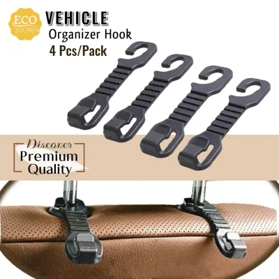 Eco-Store° (4 Pcs) Premium Interior Vehicle Organizer Hook (Heavy Duty) Back Seat Belt Hanger Clip Tool