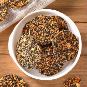 高蛋白黑芝麻亚麻籽饼核桃饼干零食 High Protein Black Sesame Flaxseed Cake Walnut Biscuits Snacks