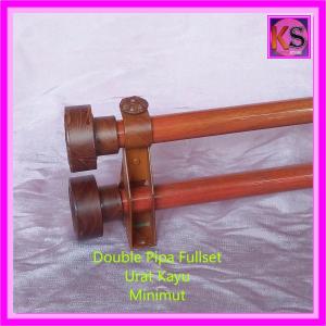 Double Pipa FullSet Batang  Ulir 4 meter Minimut Besi Tiang Gorden Tirai Pintu Jendela