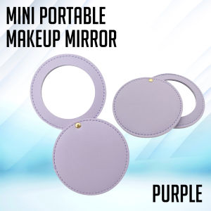 PrintYourStyle Compact Stainless Steel Mirror PU Leather Ultra-thin Round Small Pocket Mirror Portable Mini Travel