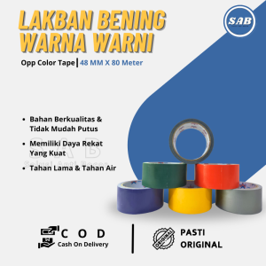 Lakban Bening Warna Warni Tebal 2 Inch 45Micron POLLAK 48mm x 50 Meter