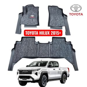 HILUX 15- 26+: Thảm sàn MAXXCAR nhựa TPE NGUYÊN SINH đúc 5D cho xe TOYOTA HILUX 2015+ Bộ rối logo.