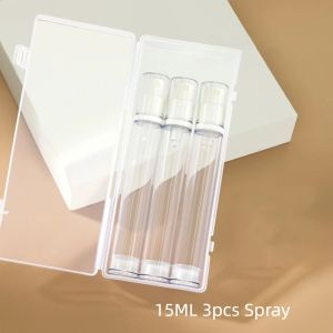 DJDK 3/4Pcs 5ml/10ml/15ml Travel Refillable Bottle Set Empty Refillable Lotion Pump Bottles Liquid Dispenser with Storage Box Vacuum Press Pump Bottles Travel