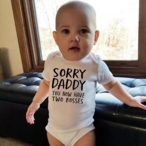 0-18M Sorry Daddy You Know You Have Two Bosses Print Funny Cotton Rompers For Newborn Baby Bebe Boy Girl Short Sleeve Jumpsuit END2