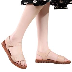 Flat Sandals Cow Tendon Soles Sandals Soft Soles Soft Surfaces Non-slip Middle-aged and Elderly Womens Shoes New Old Peoples Flat Mom Shoes