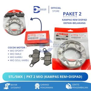 5TL/5MX PAKET 2 (HEMAT) KAMPAS REM DISPAD DEPAN + BELAKANG MIO SPORTY / MIO SMILE / KAMPAS REM